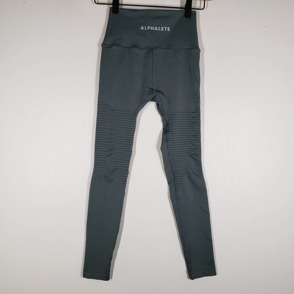 Alphalete Halo Leggings S Dusty Teal High Waist‎ Workout Compression - Picture 7 of 15